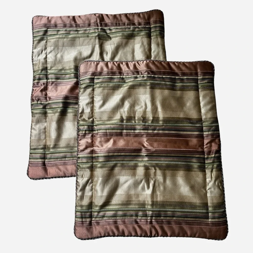 Croscill Standard 2 Pillow Shams 27x21 Inch Carrington Stripes Elegant Damask